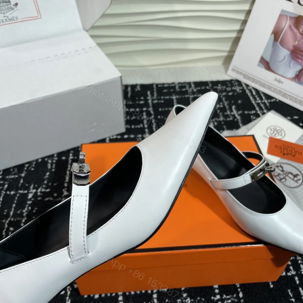 View 7 of 高仿Hermes*Kelly系列H251007Z01小牛皮高踭鞋白色4CM免檢版