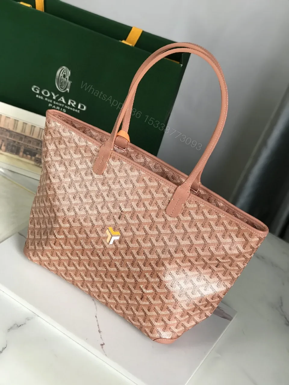 View 9 of Soft Rose-Gold Tote with Monogram, Everyday Luxury