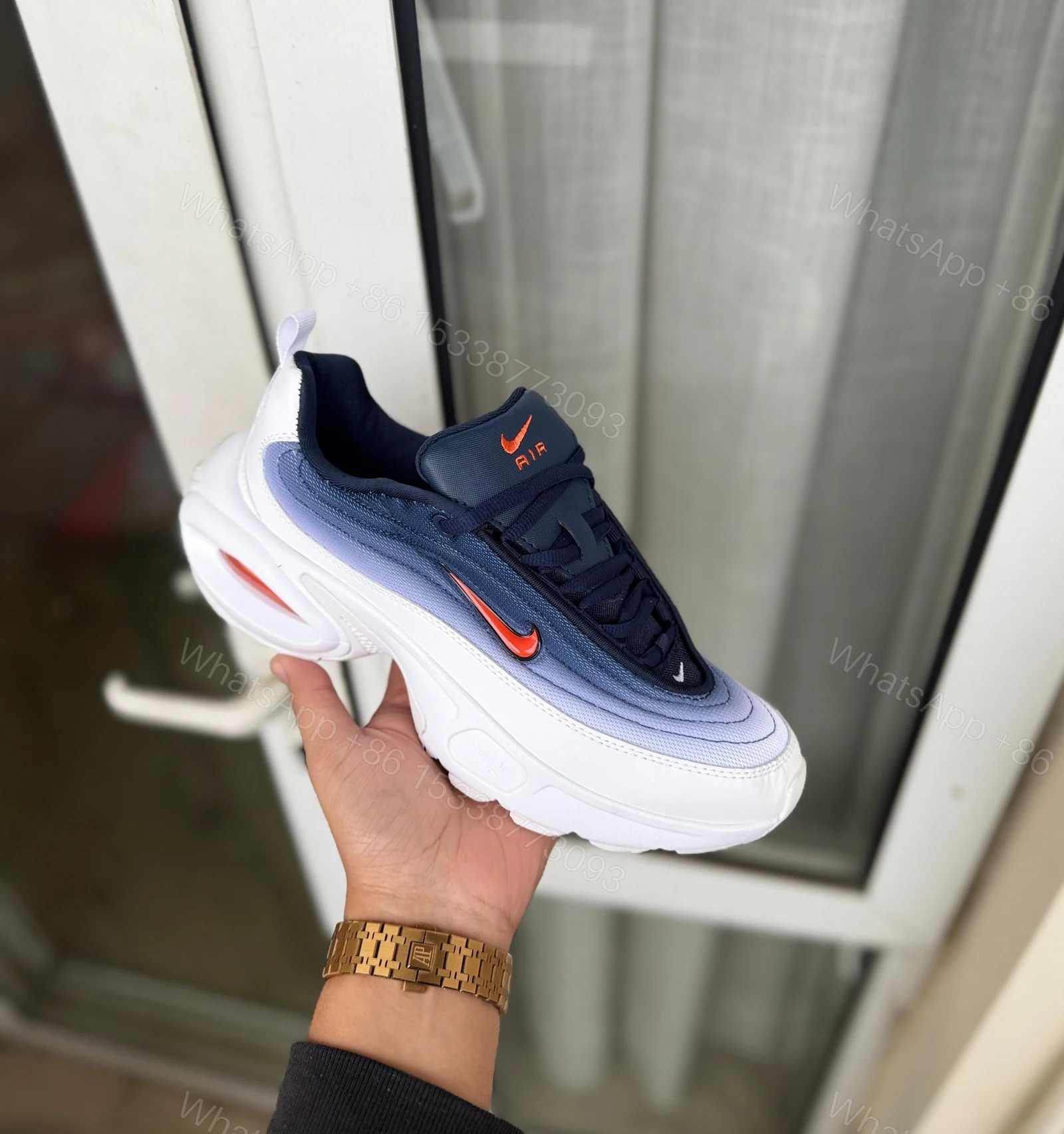 View 4 of FIRST COPY NIKE AIRMAX PORTAL TRAINERS WHITE BLUE RED FOR MEN