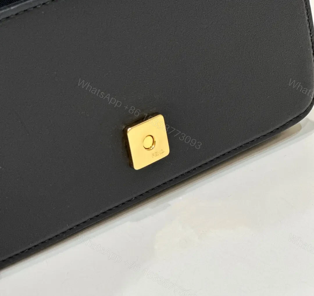 View 4 of Bold Black Leather Mini Bag Set with Gold Chain & Cardholder