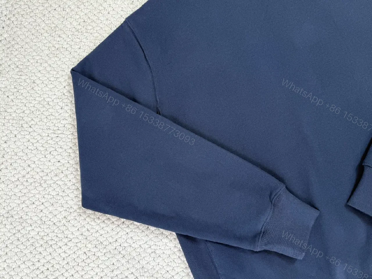 View 6 of Navy Knit Quarter-Zip Hoodie: Luxe Minimalist Layering