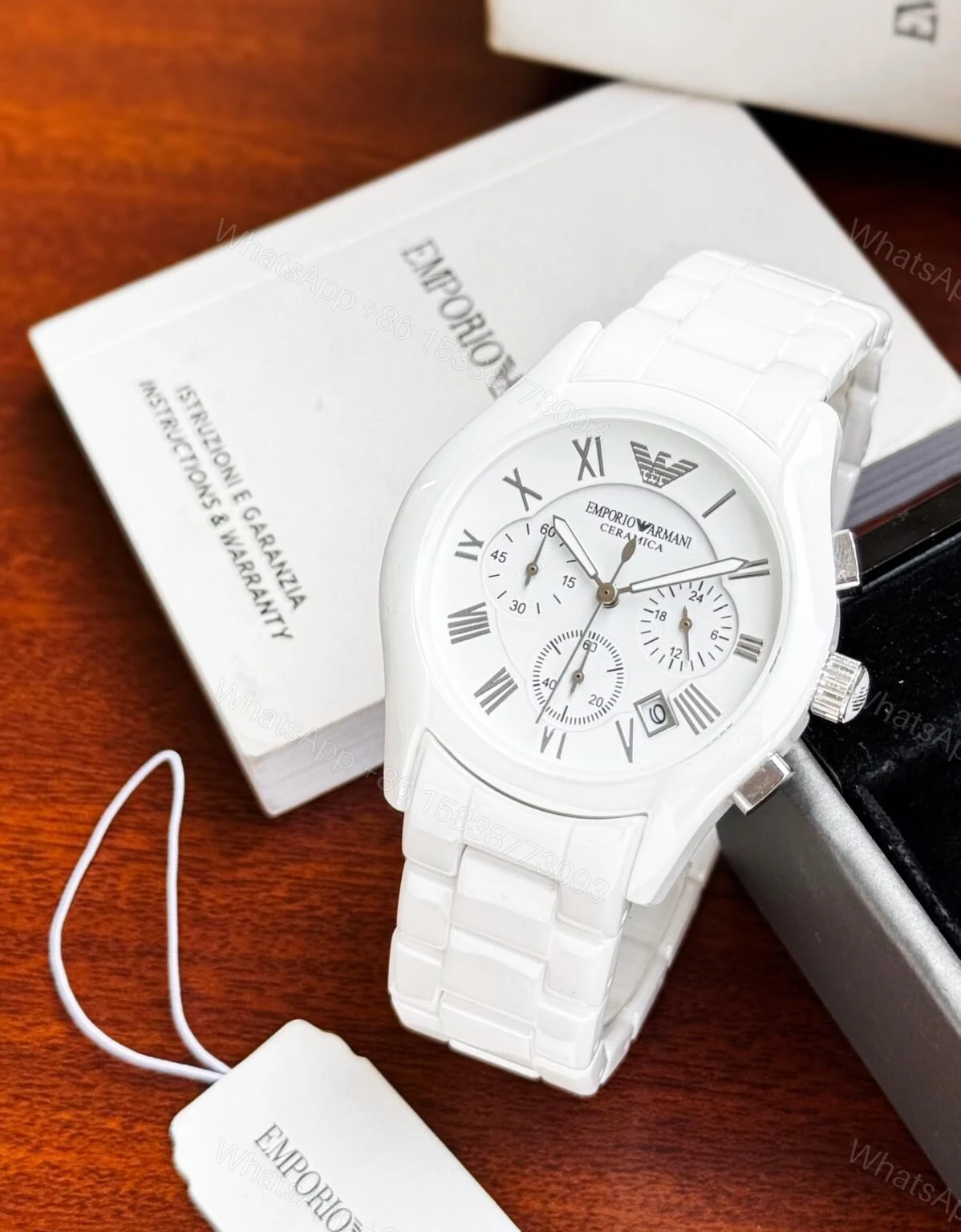 View 3 of Emporio Armani Ceramica White 42mm Quartz Chronograph