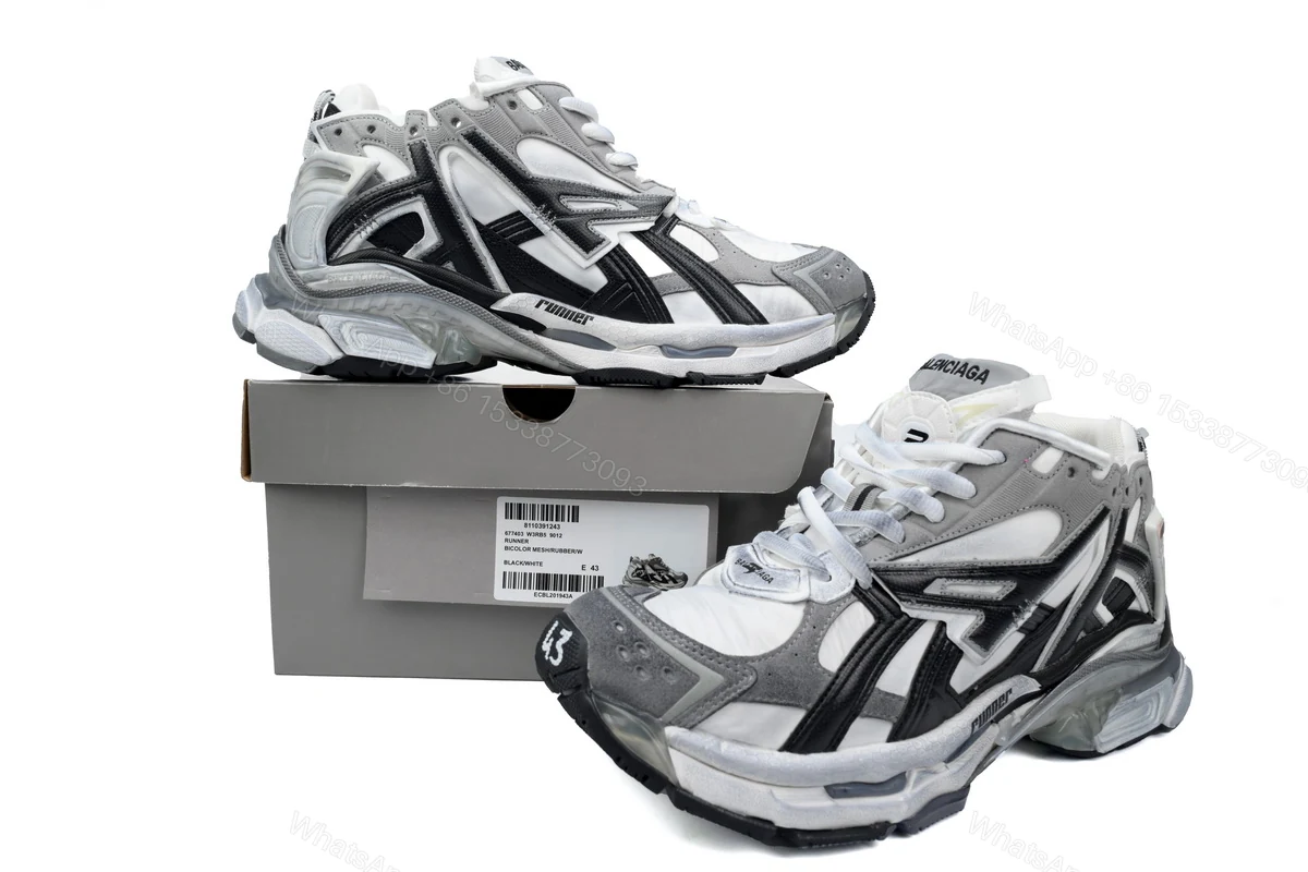 View 2 of Balenciaga Runner White Black Gray 677402 W3RB2 9012