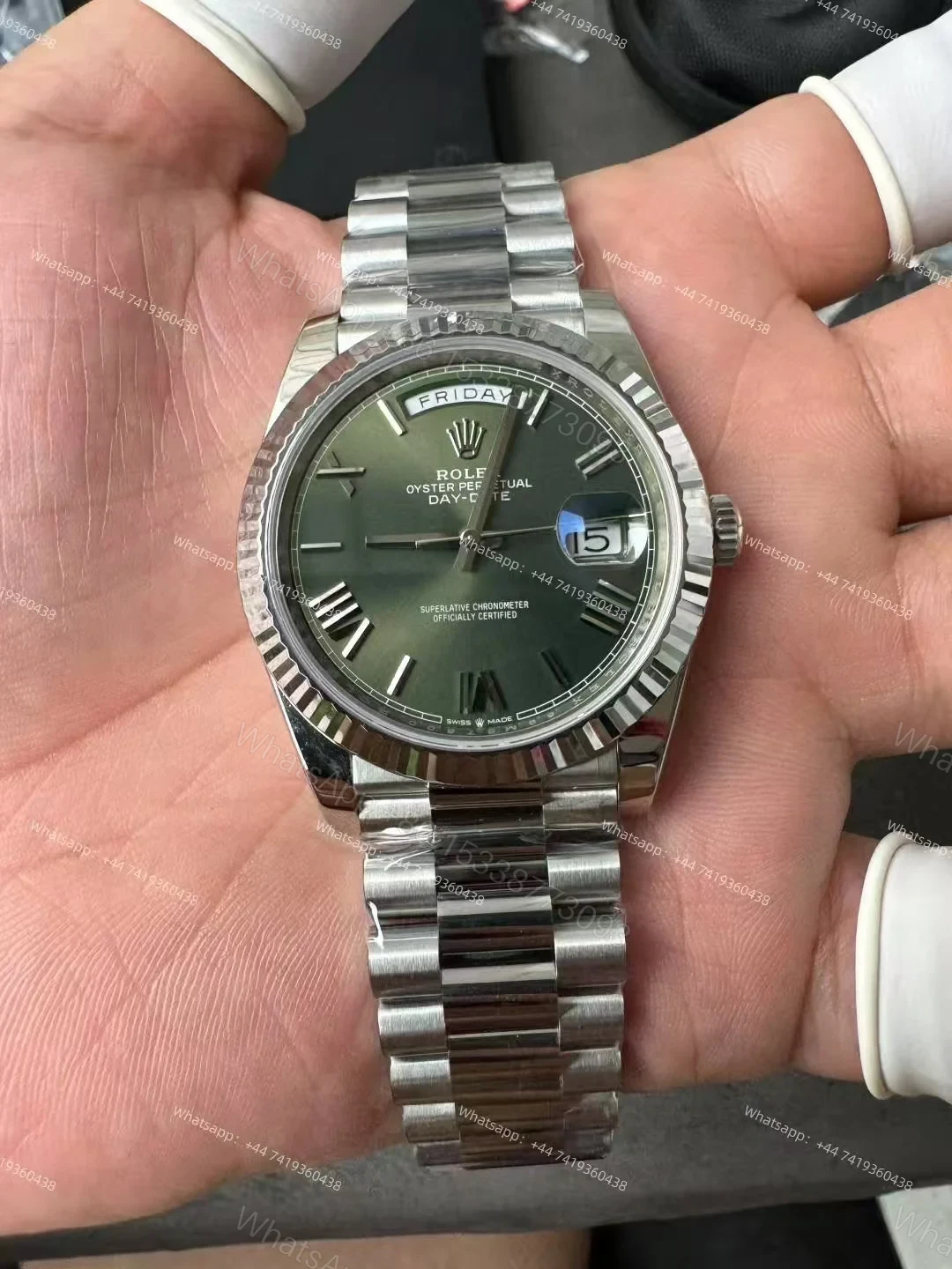 Rolex Day-Date M228239-0033 1:1 Replica Olive Green Dial 40MM 3255 Movement Presidential Bracelet Super Clone Watch — view 1
