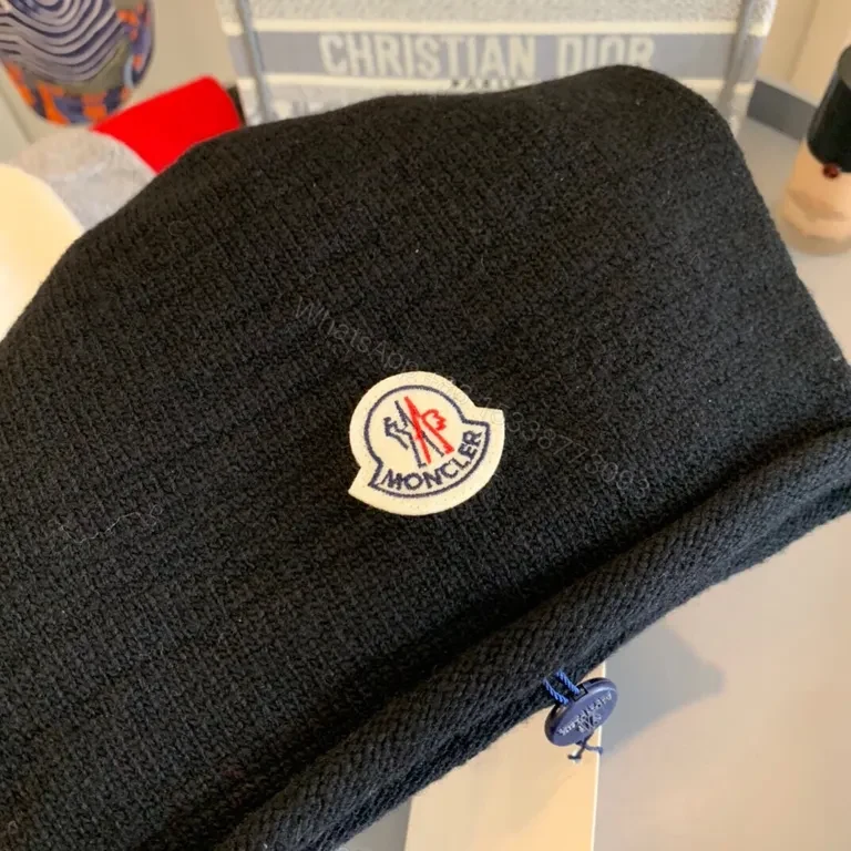 View 2 of Moncler Black Wool-Blend Knit Beanie - Minimal Luxury