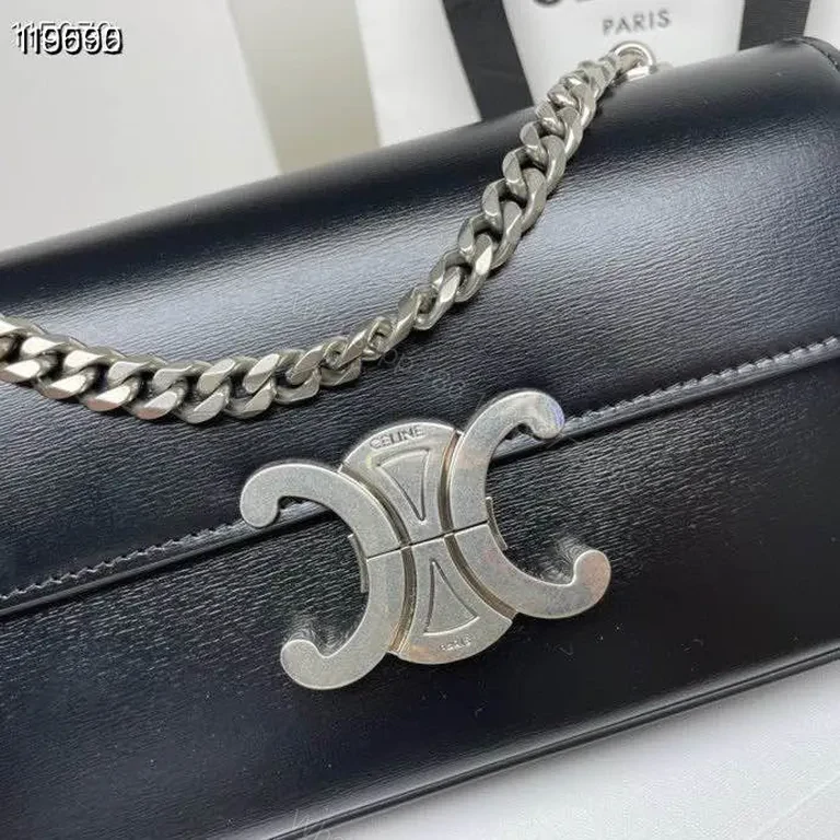 View 3 of Compact Leather Crossbody with Chain Detail