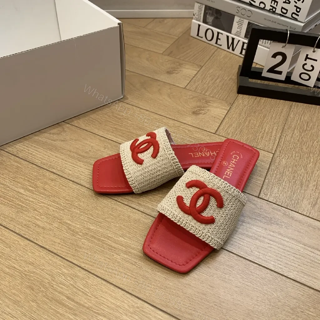 View 2 of Red Leather Textured Strap Slide: Luxe Casual Comfort