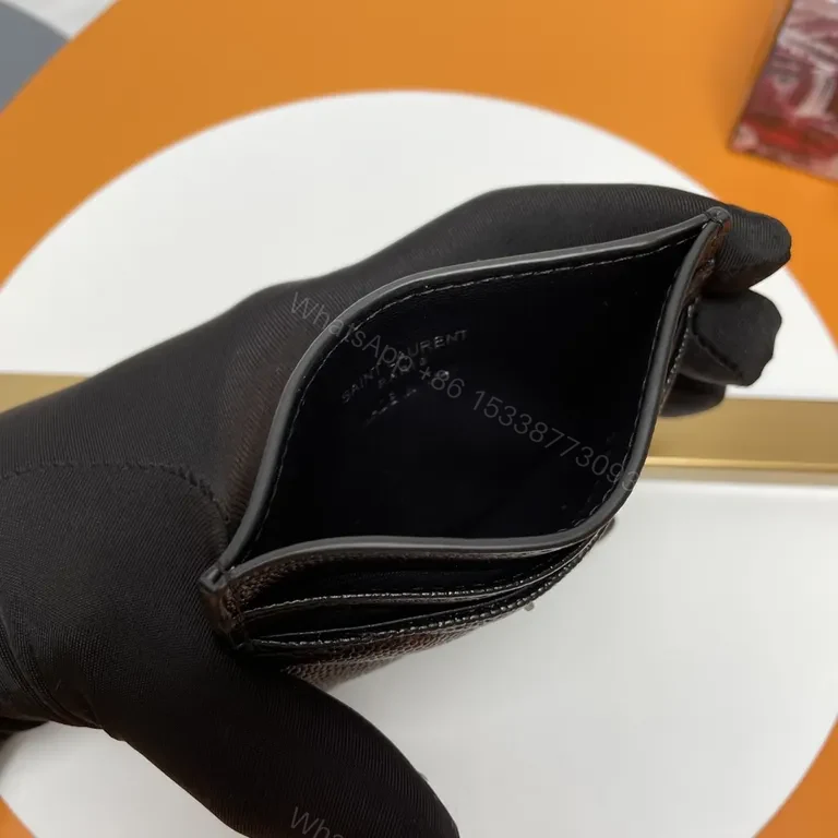 View 6 of Compact Leather Cardholder with YSL Hardware