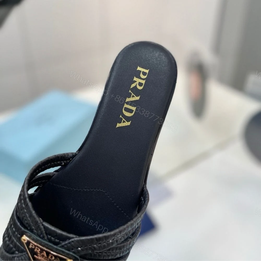 View 9 of Prada Crochet Slides Black