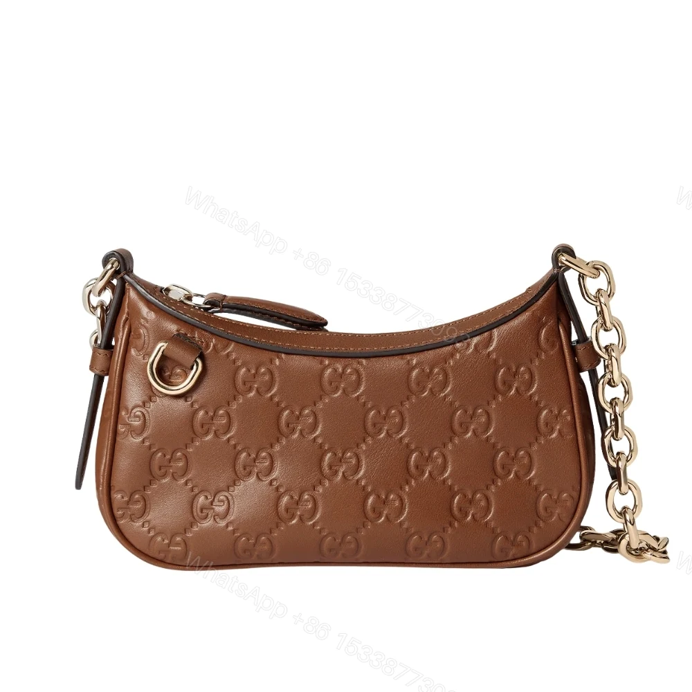Gucci Gg Emblem Mini Shoulder Bag In Brown Gg Embossed 19Cm — view 1