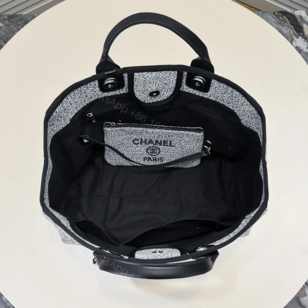 View 8 of Chanel Large Deauville Tote Bag Bicolor Gray 40Cm