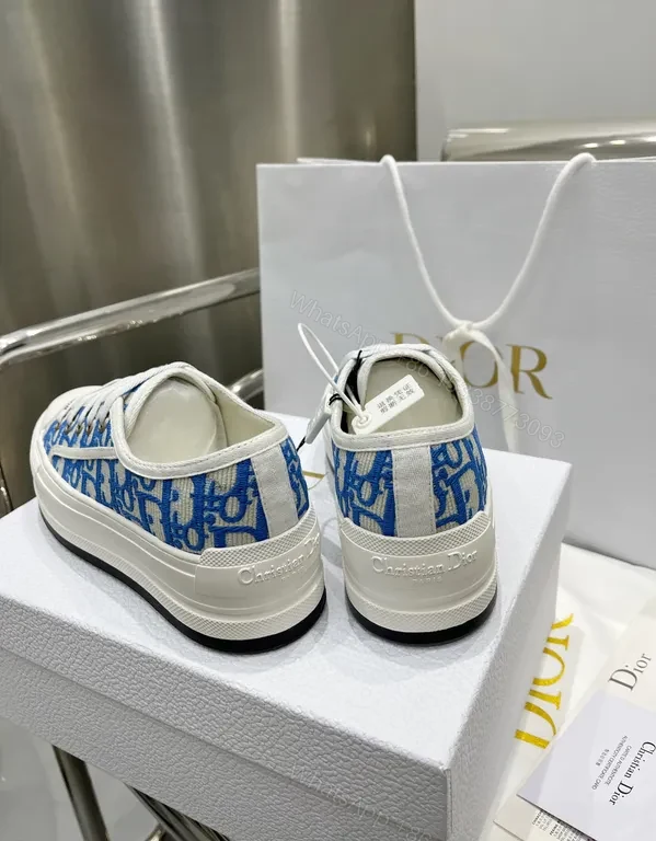 View 8 of Blue Canvas Sneakers with Dior Monogram Logo - Modern Luxe Footwear