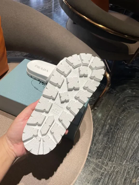 View 5 of Prada White Leather Slide: Minimal Luxury Comfort