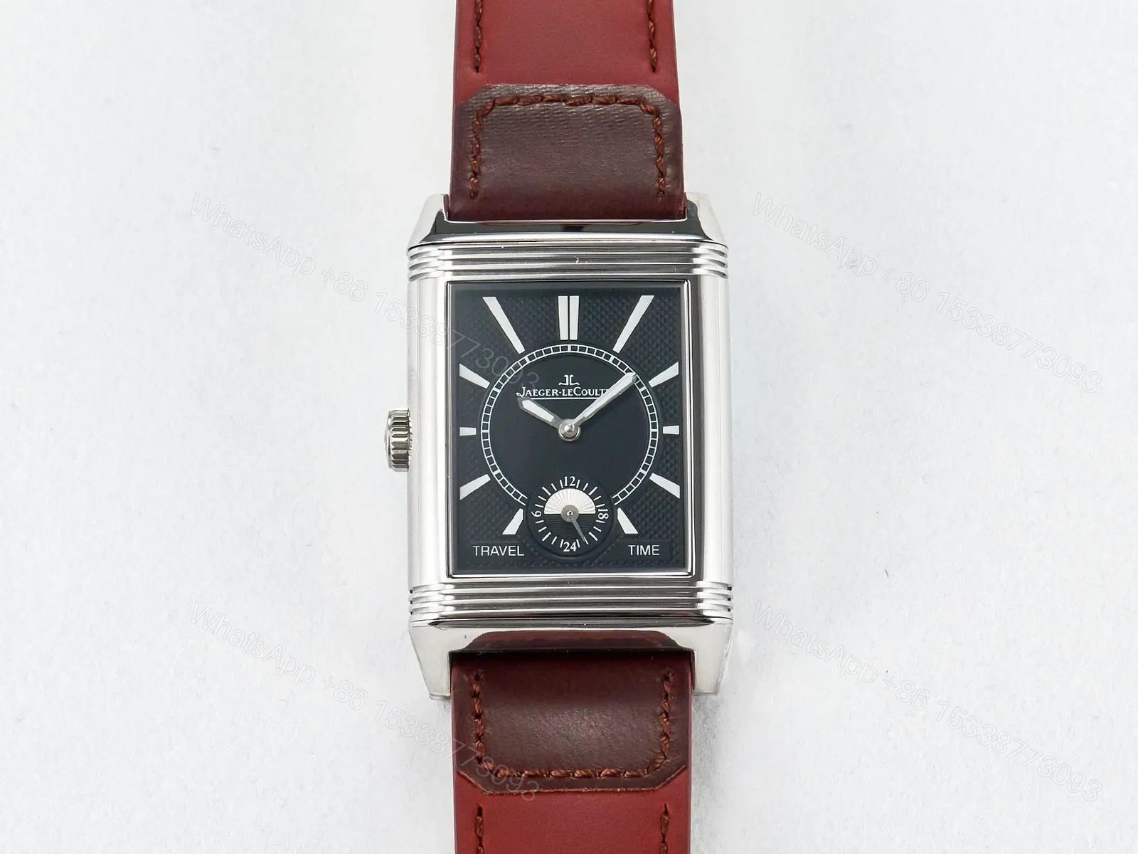 View 17 of Reverso Classic Duoface Small Seconds SS MGF Best Edition White Guilloché Dial on Red Leather Strap A854A