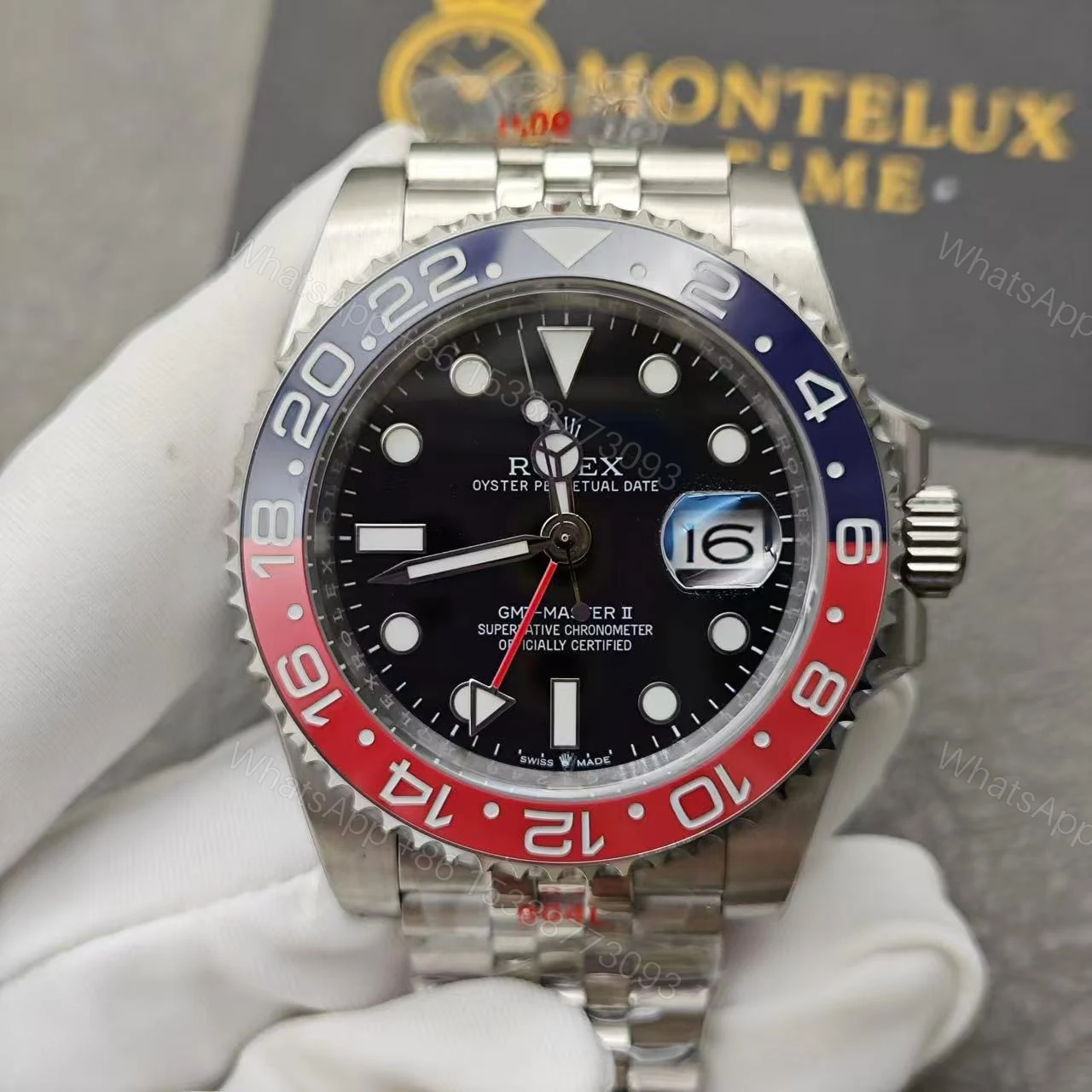 View 11 of Swiss Clone Replica Rolex GMT Master PEPSI Jubilee