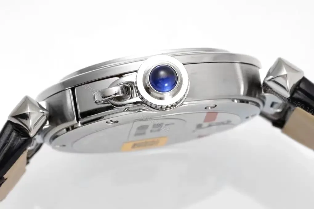 View 5 of Cartier Pasha de Cartier Women’s Watch – 30mm Silver Dial, Blue Hands, Black Leather Strap, Swiss Quartz Movement Cal.157