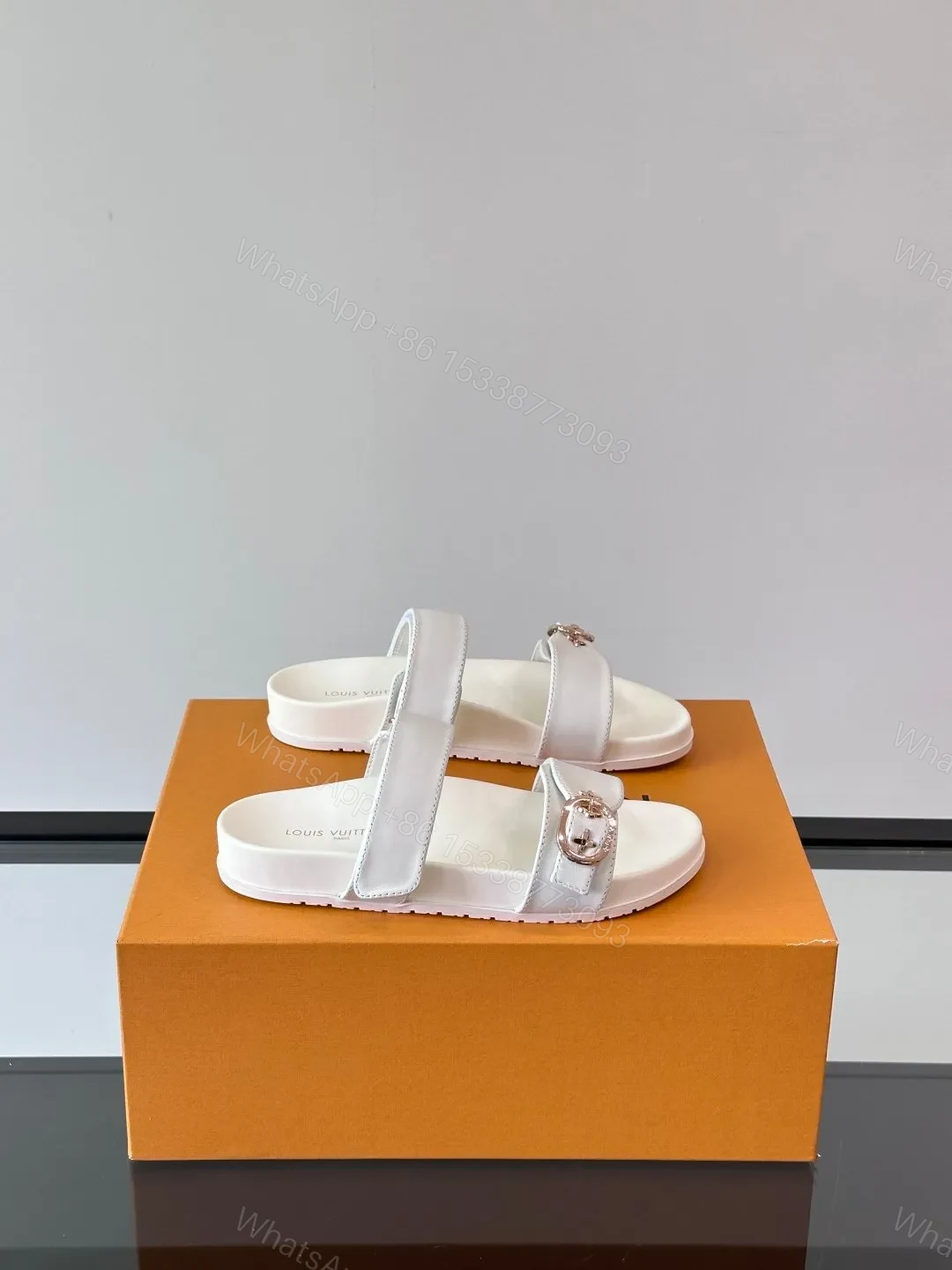 LV Men White Leather Sandals — view 1