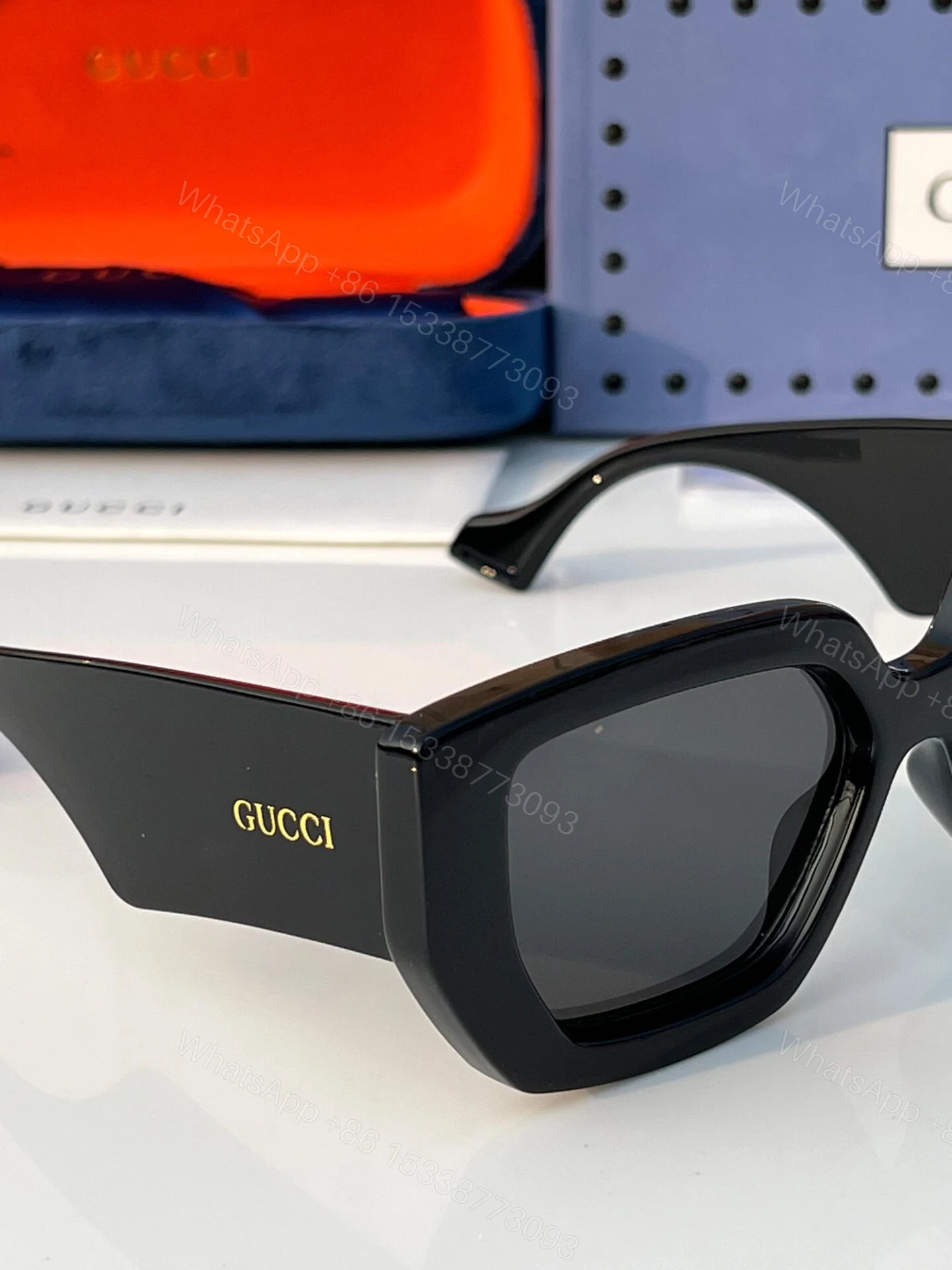 View 3 of Gucci Bold Square Frame Black Sunglasses