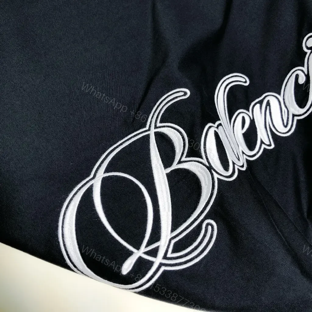 View 4 of Black Cotton Script Balenciaga Tee