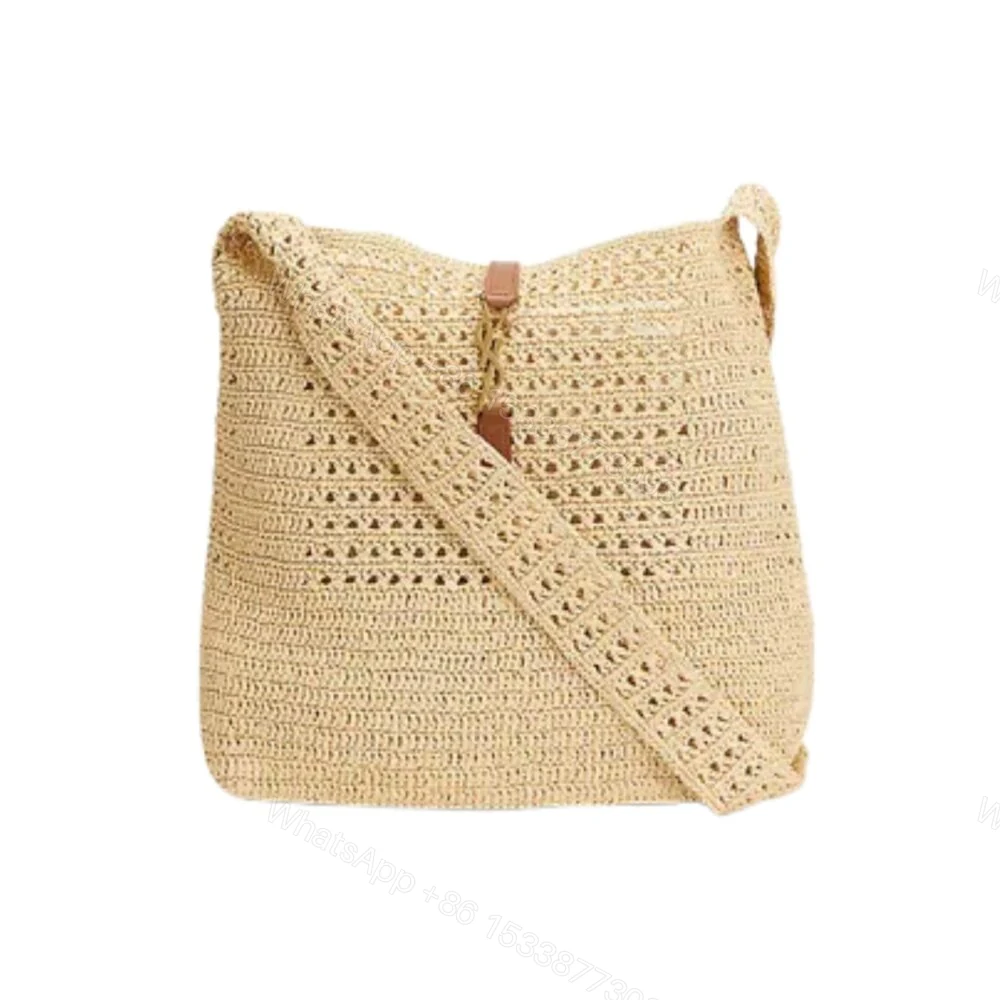 Saint Laurent Le 5 À 7 In Raffia Crochet Beige 32Cm 690941GAAAR2080 — view 1