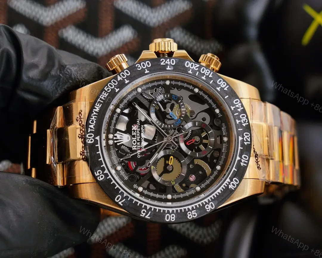 View 2 of Best Rolex Daytona Skeleton replica 43MM Gold Oyster Bracelet Edition ROLEX-DAYTONA-SKEL-GOLD-43