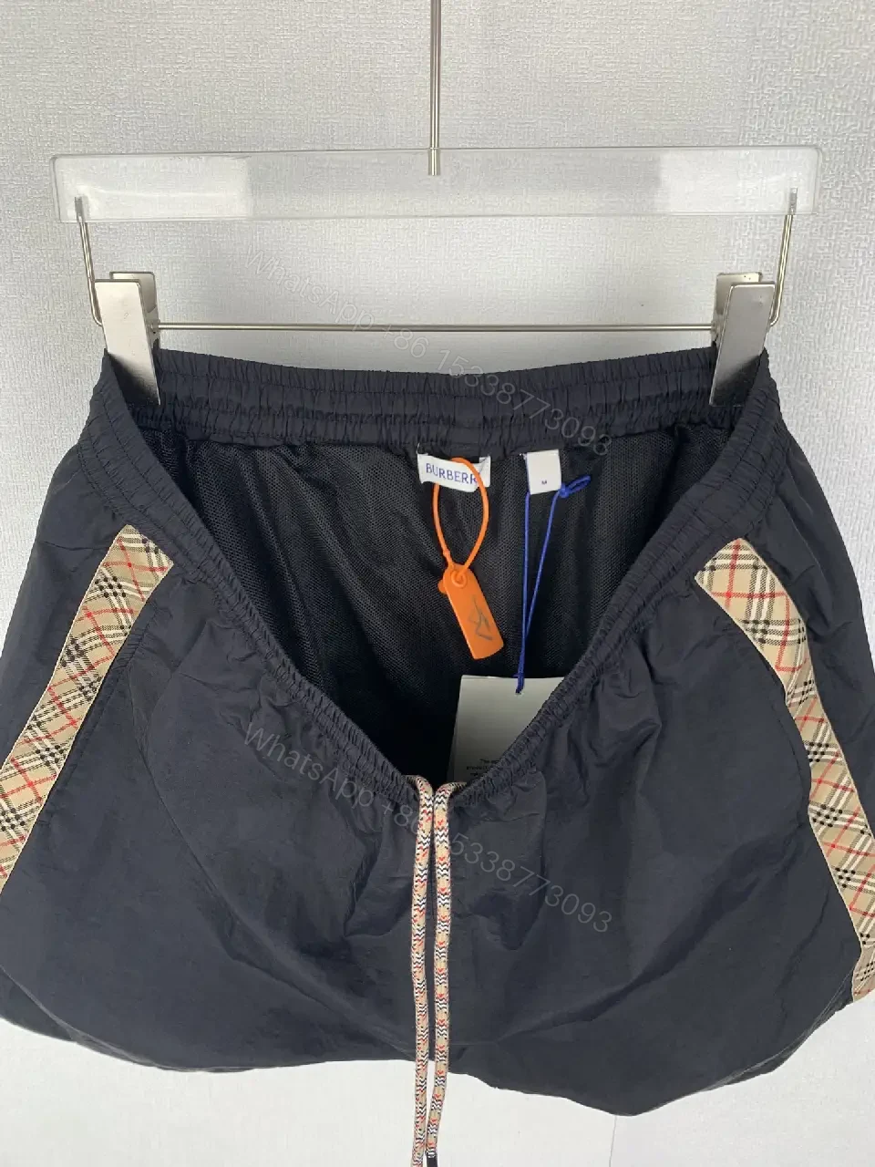 View 7 of Black Nylon Street Burberry plaid stripe Shorts