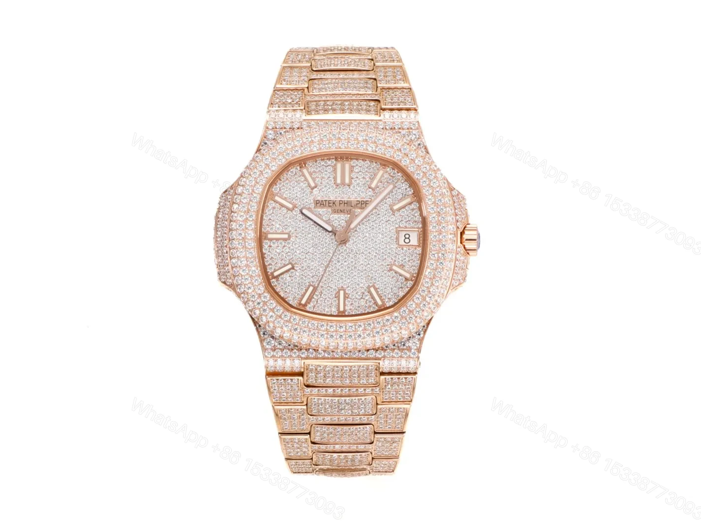Patek Philippe Rose Gold Diamond Watch — view 1