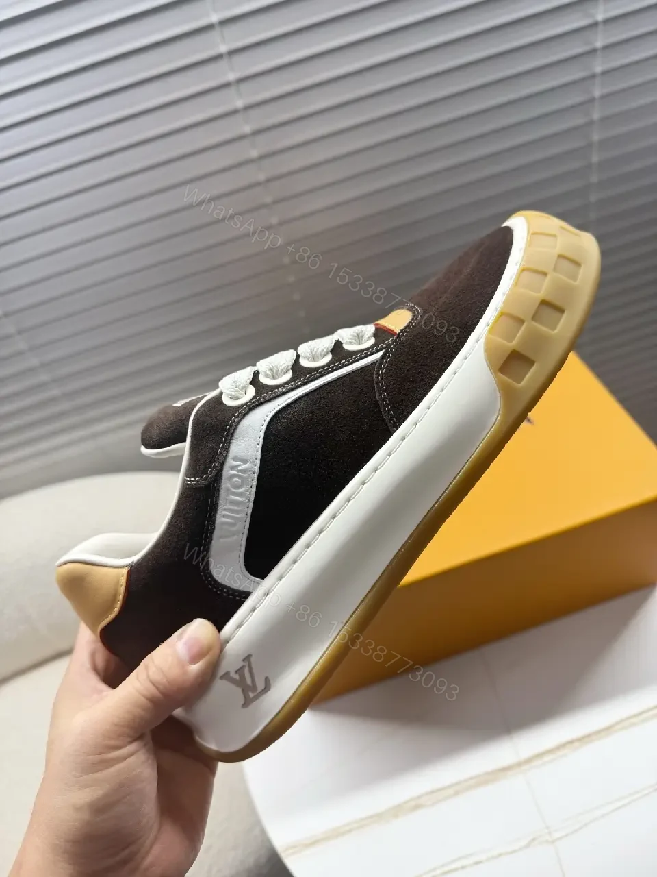 View 7 of Two-Tone Suede Mesh High-Tops with Luxe Detailing Sneakers