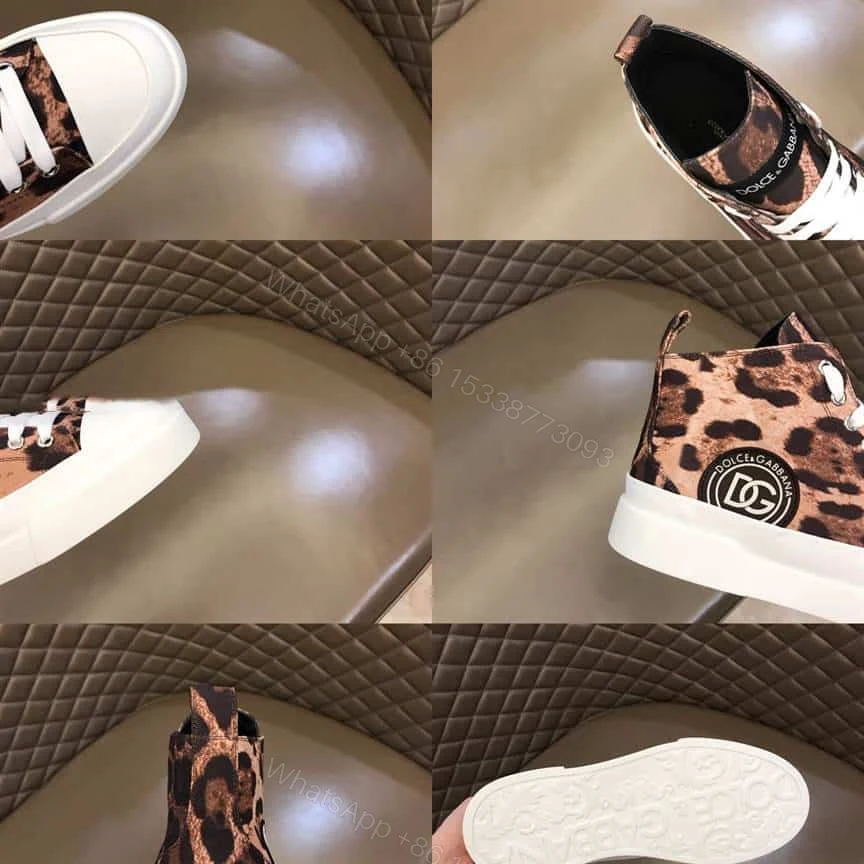 View 6 of DOLCE AND GABBANA COTTON DRILL PORTOFINO LIGHT MID-TOP SNEAKERS WITH LEOPARD PRINT – DG110