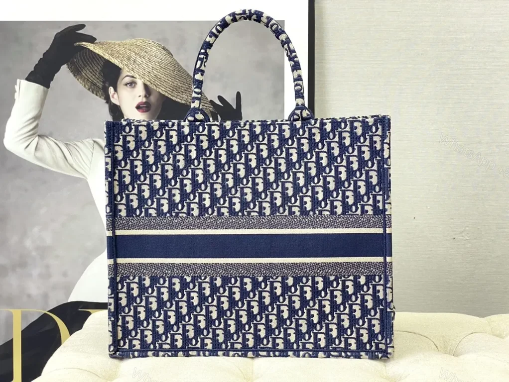 View 5 of Iconic Dior Oblique Tote: Navy Canvas Luxury Everyday Carry