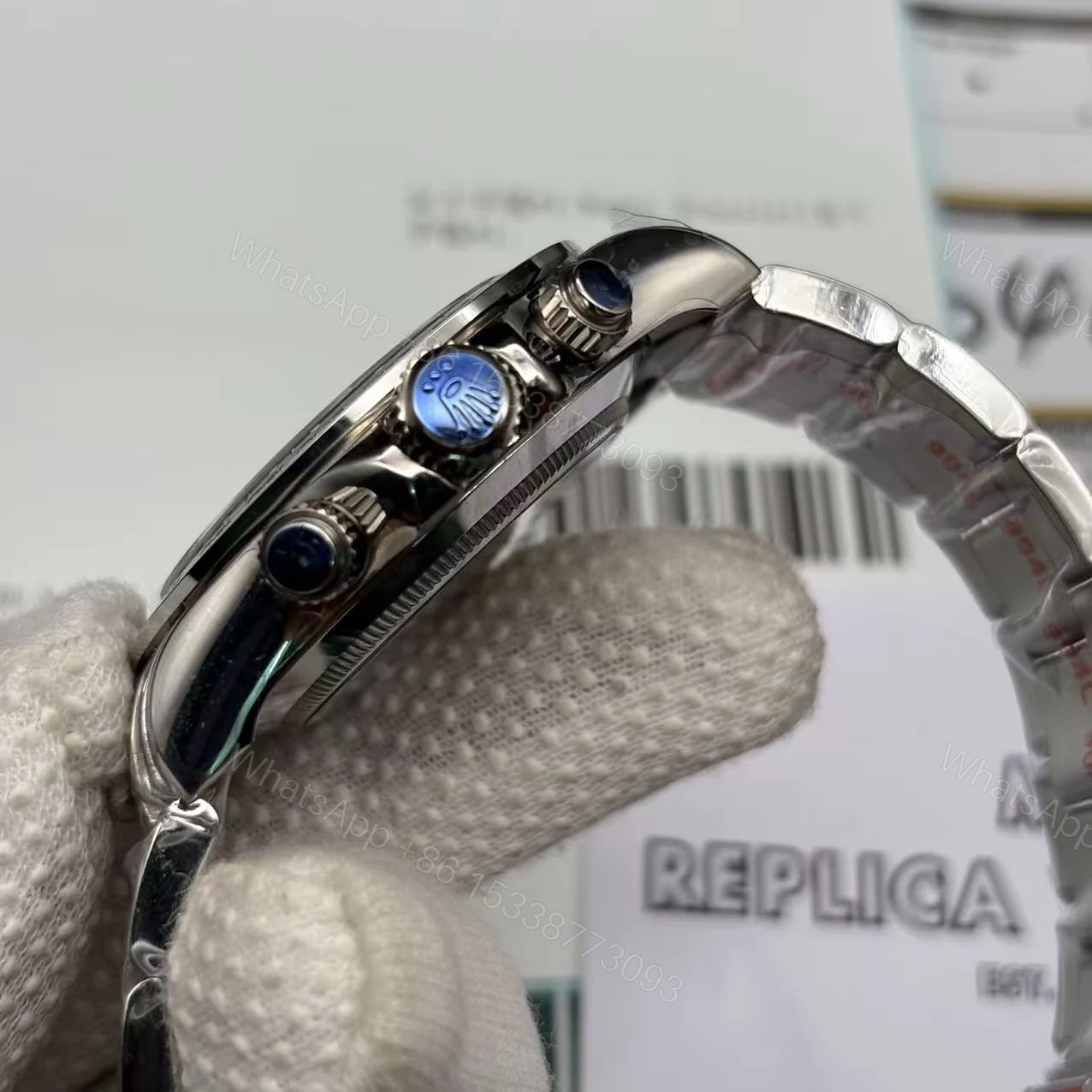 View 6 of Super Clone Rolex Daytona 126506 “Platona” Open Case Back | Ice Blue