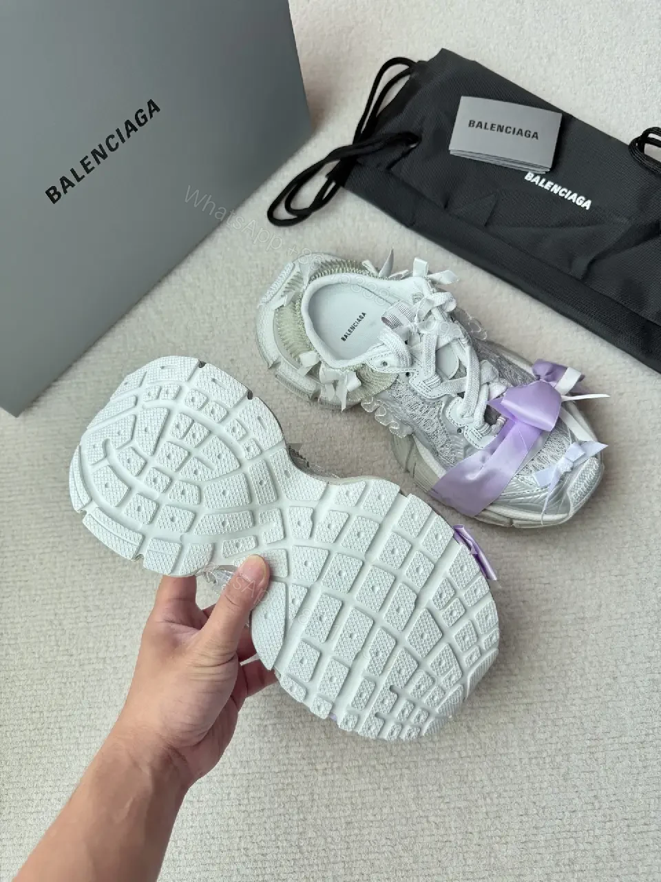 View 5 of Lilac-Accented Textured Luxe Sneaker, Cushioned Comfort, Casual/City Wear