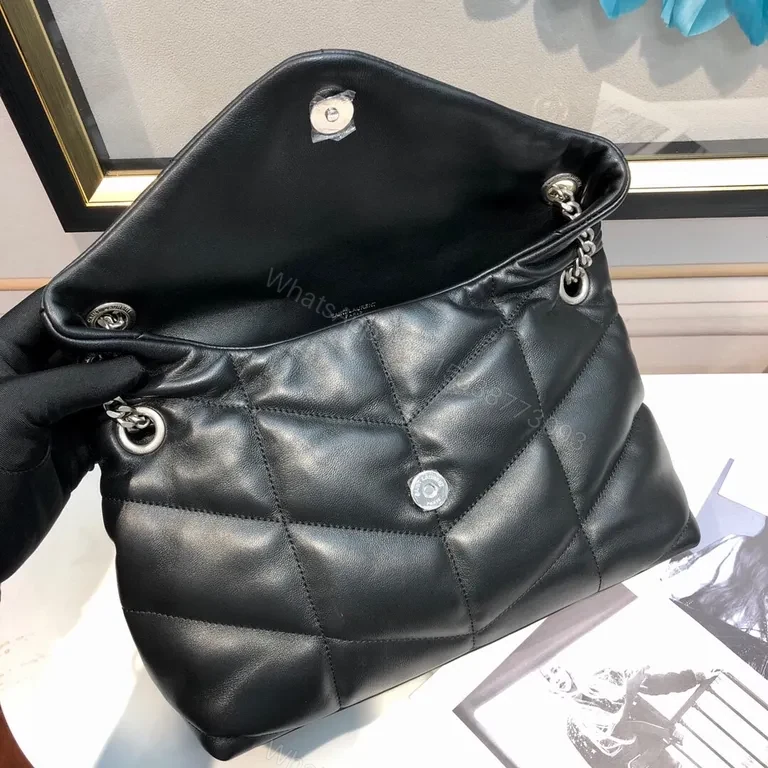 View 2 of Quilted Leather Bag: Signature Hardware, Black, Chic