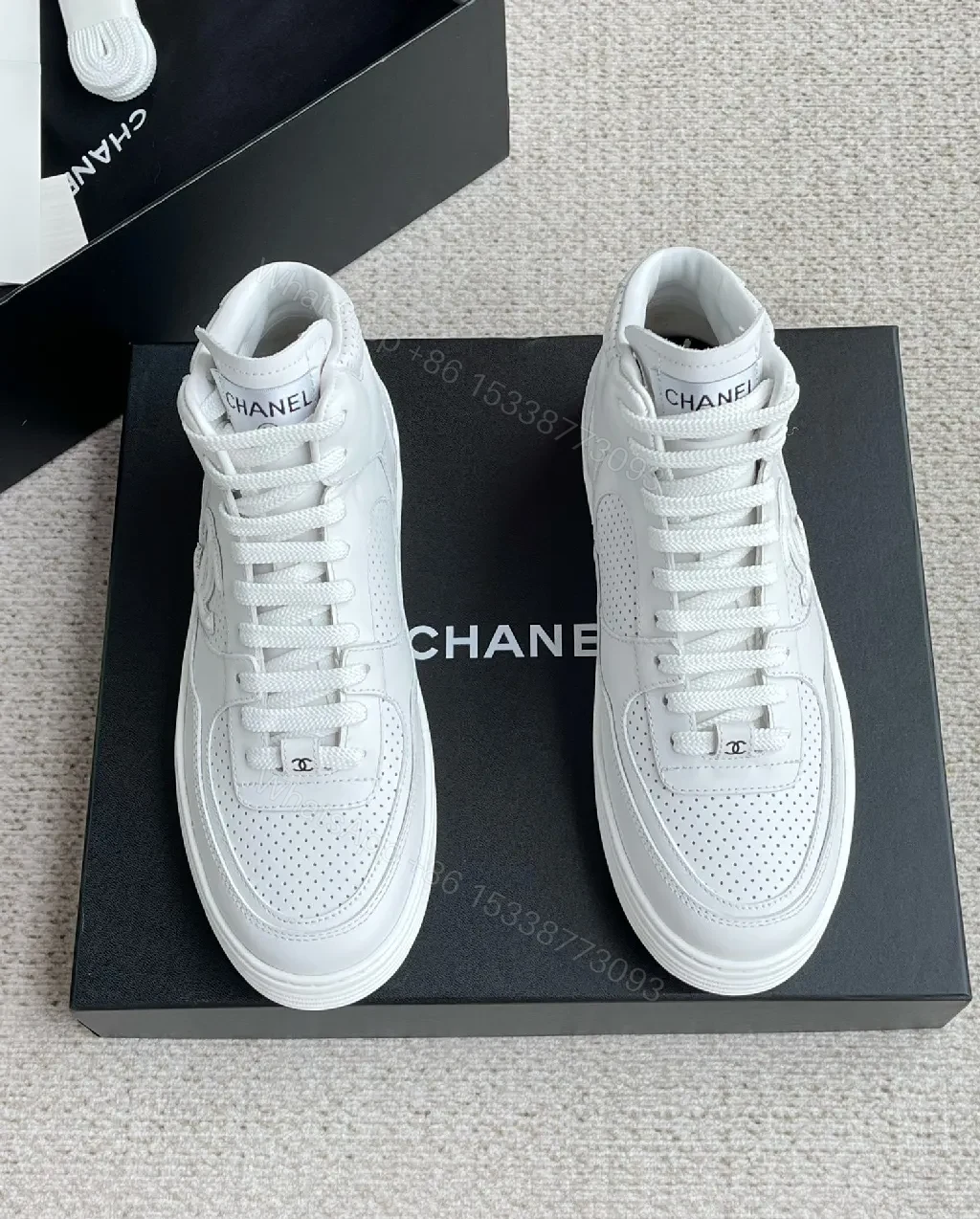 View 2 of Minimal White High-Top Sneaker: Luxury Everyday Comfort