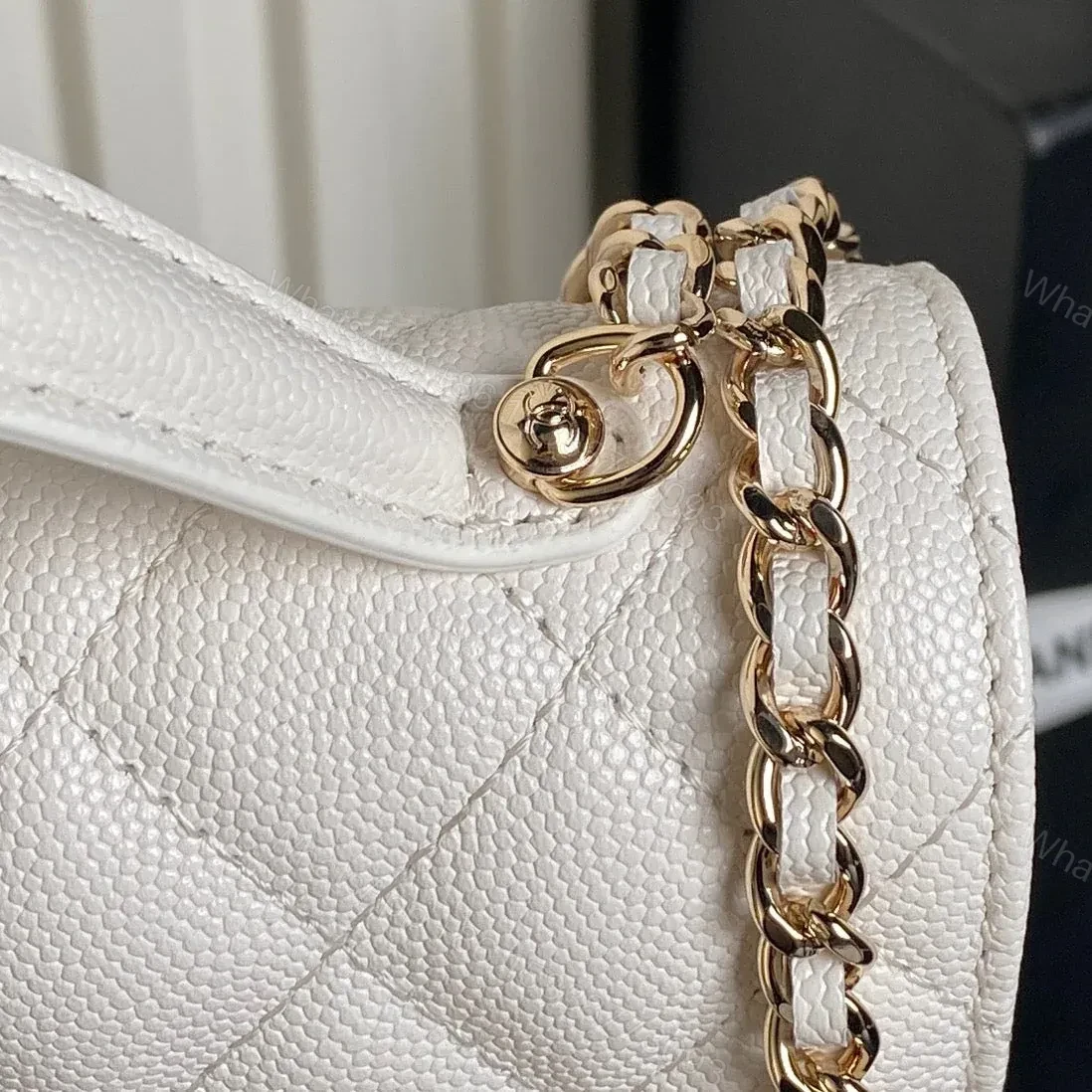 View 5 of CHANEL 25C FLAP BAG 18 IN WHITE SHINY GRAINED CALFSKIN GOLD HARDWARE
