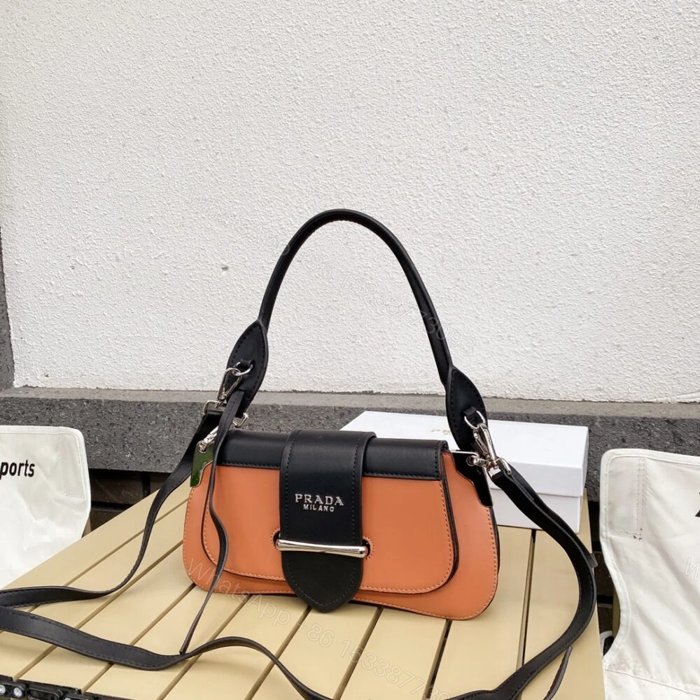 View 2 of Prada City Sidonie Shoulder Bag Brown And Black 28Cm 1BD168 2AIX F0R6P