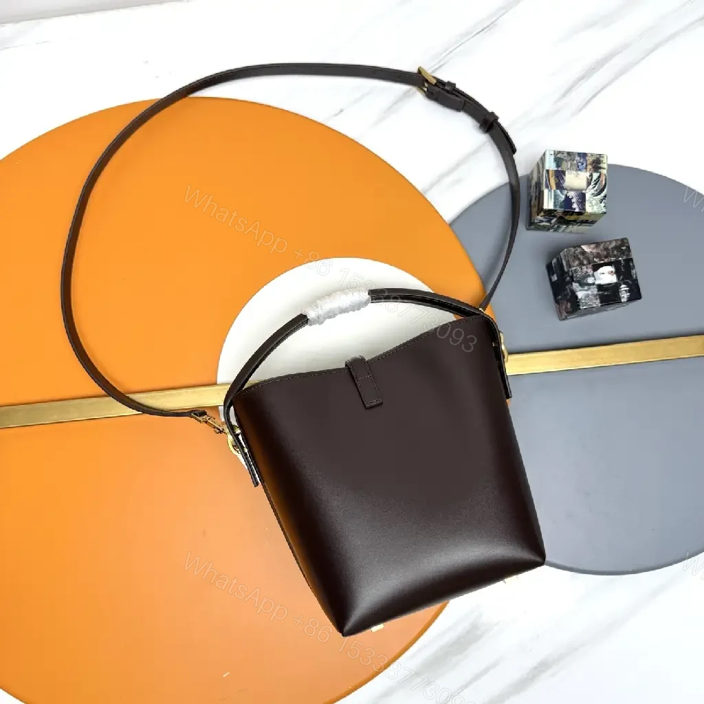 View 6 of Chic Leather Crossbody Bag with Gold Charm - Classic Style