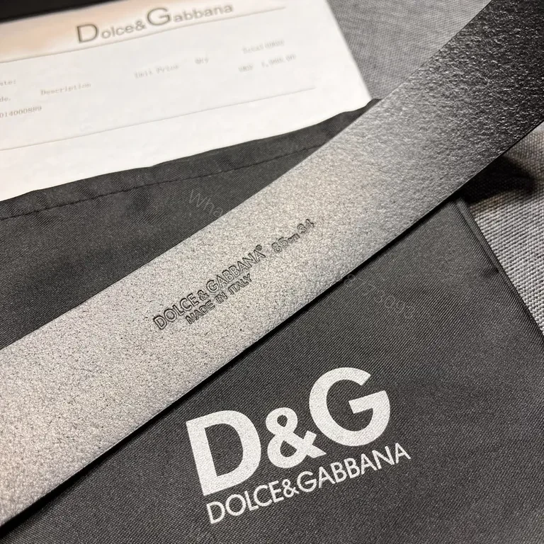 View 7 of Dolce & Gabbana Leather Belt with Gold Buckle - Italian Craftsmanship