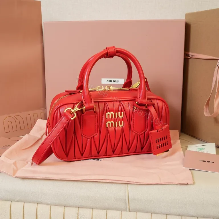 View 2 of Vivid Red Quilted Mini Satchel: Luxury Everyday Bag