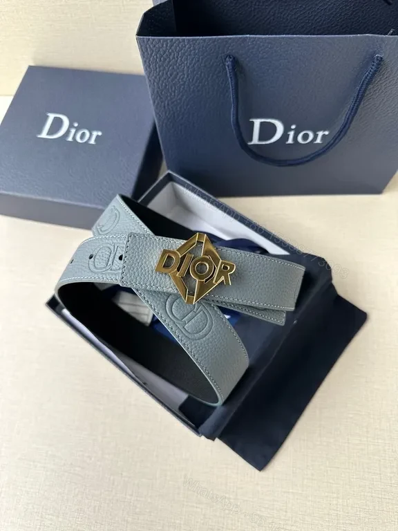 View 4 of Gold-Dior Accent Leather Belt: Premium, Adjustable Luxury Accessory
