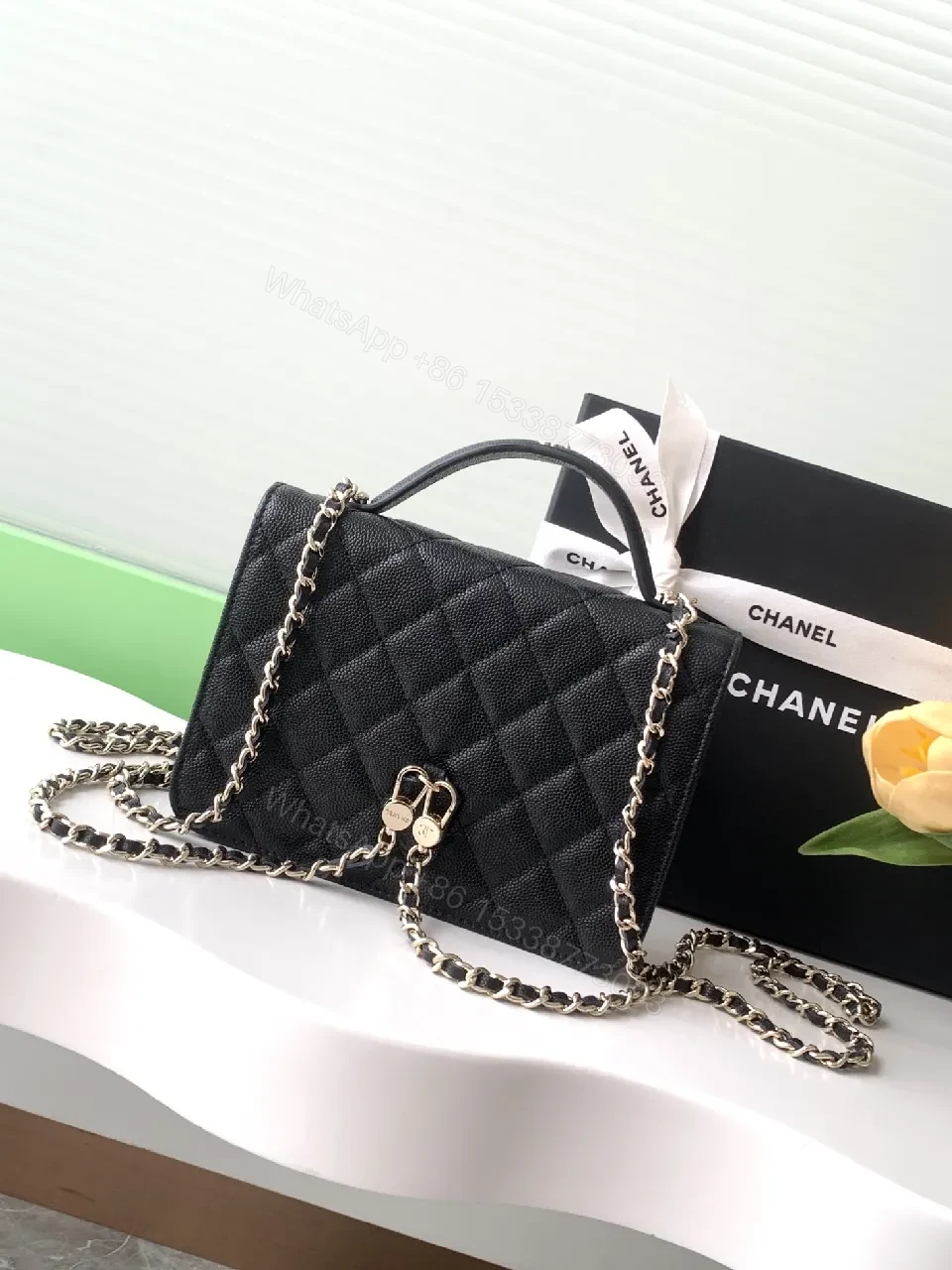 View 7 of Quilted Mini Bag: Gold Chain, Classic Style, Compact Chic