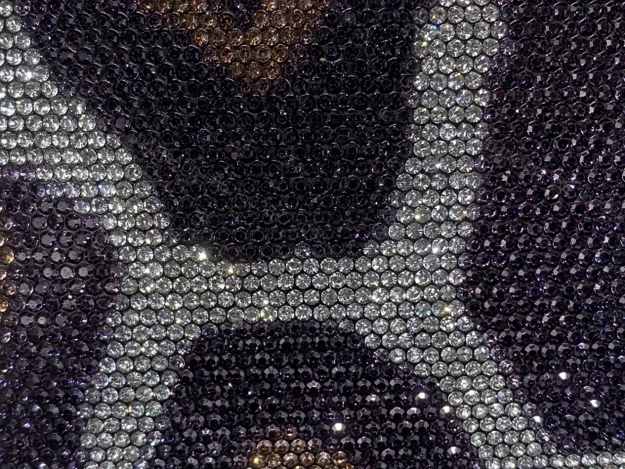 View 7 of Leopard Glitter Sequined Top-Handle Bag with LV Clasp