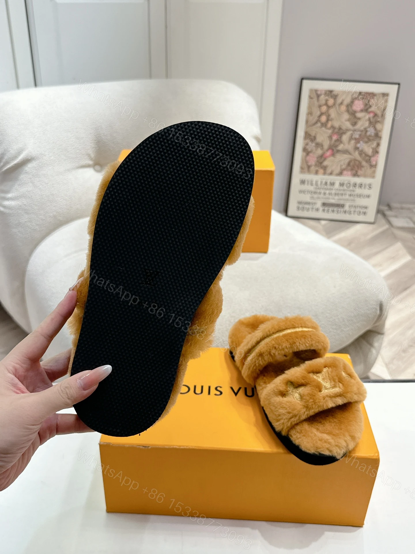 View 7 of LOUIS VUITTON LV SUNSET FLAT COMFORT MULE SHEARLING BROWN