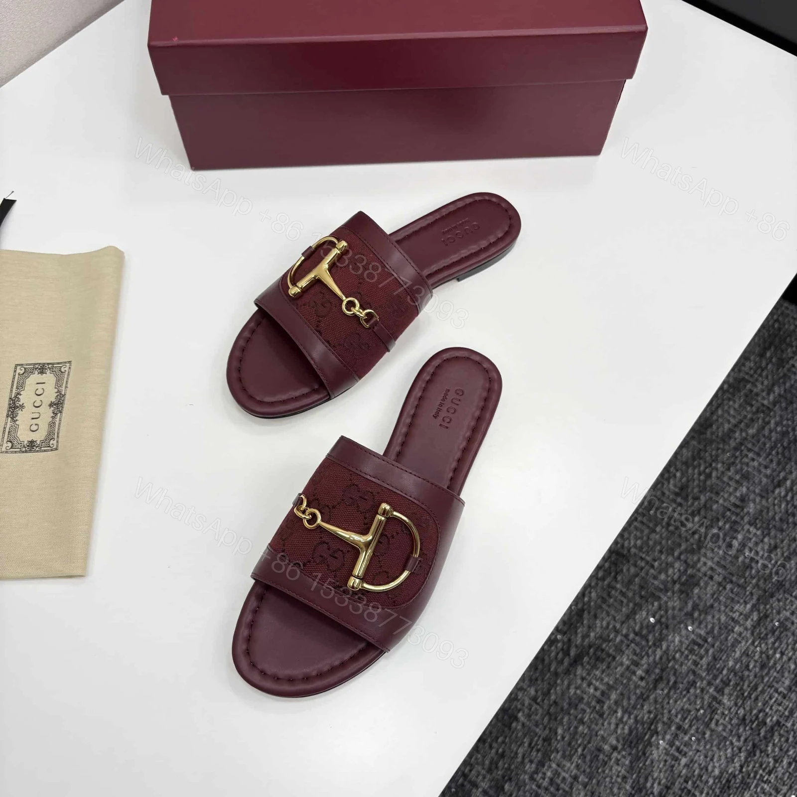 View 3 of GUCCI WOMEN’S SLIDE SANDAL WITH HORSEBIT ROSSO ANCORA RED 834427 AAE04 6273
