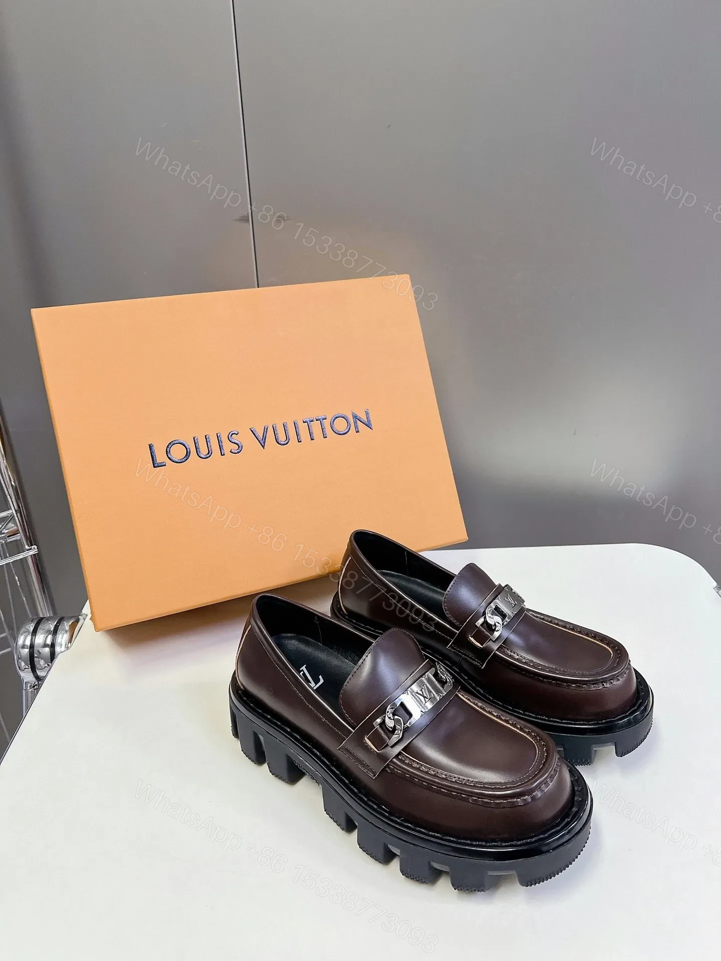 LV Women Brown Leather Chunky Loafers — view 1