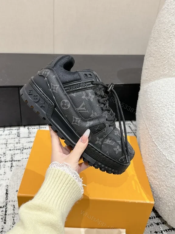 View 9 of Monochrome LV-Style High-Tops with Subtle Patterned Monogram Sneakers