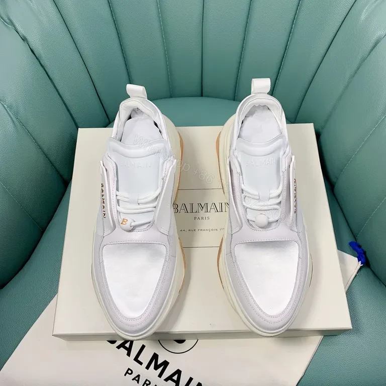 View 6 of White Leather Suede Runner | Sculpted Cushion, Balmain-Inspired Sneakers