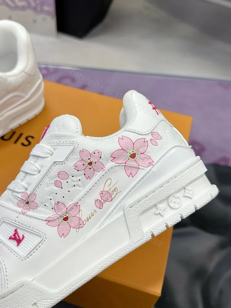 View 5 of White Leather Sneakers, Pink Detailing, Luxe Everyday Wear