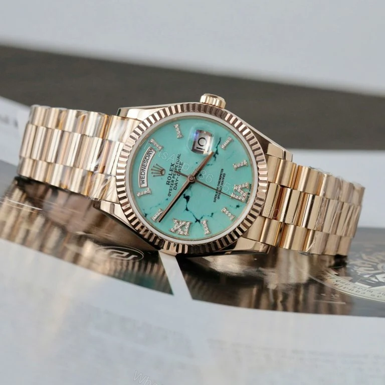 View 5 of Day-Date 128238 36mm Super Clone Turquoise Dial Gold Wrapped