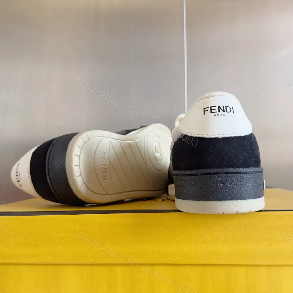 View 8 of Bold Black-White Leather Trainers with Luxury Accents